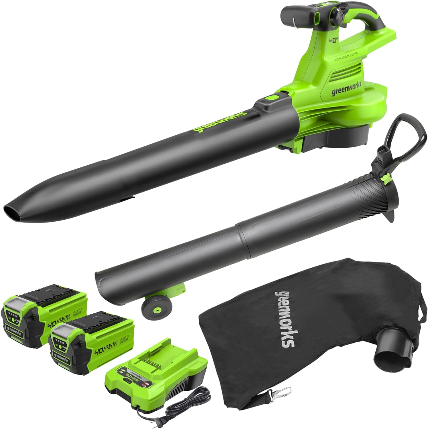 greenworks-40v-gd40bviik2x-soffiatore-aspiratore-370-km-h-con-2x-batterie-2ah image 2