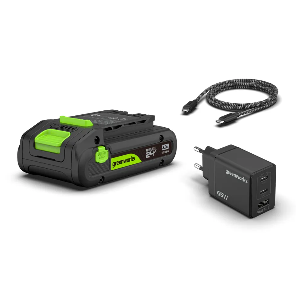 greenworks-powerall-k2s2bea-starter-kit-24v-batteria-2ah-usb-c-caricatore-65w image 1
