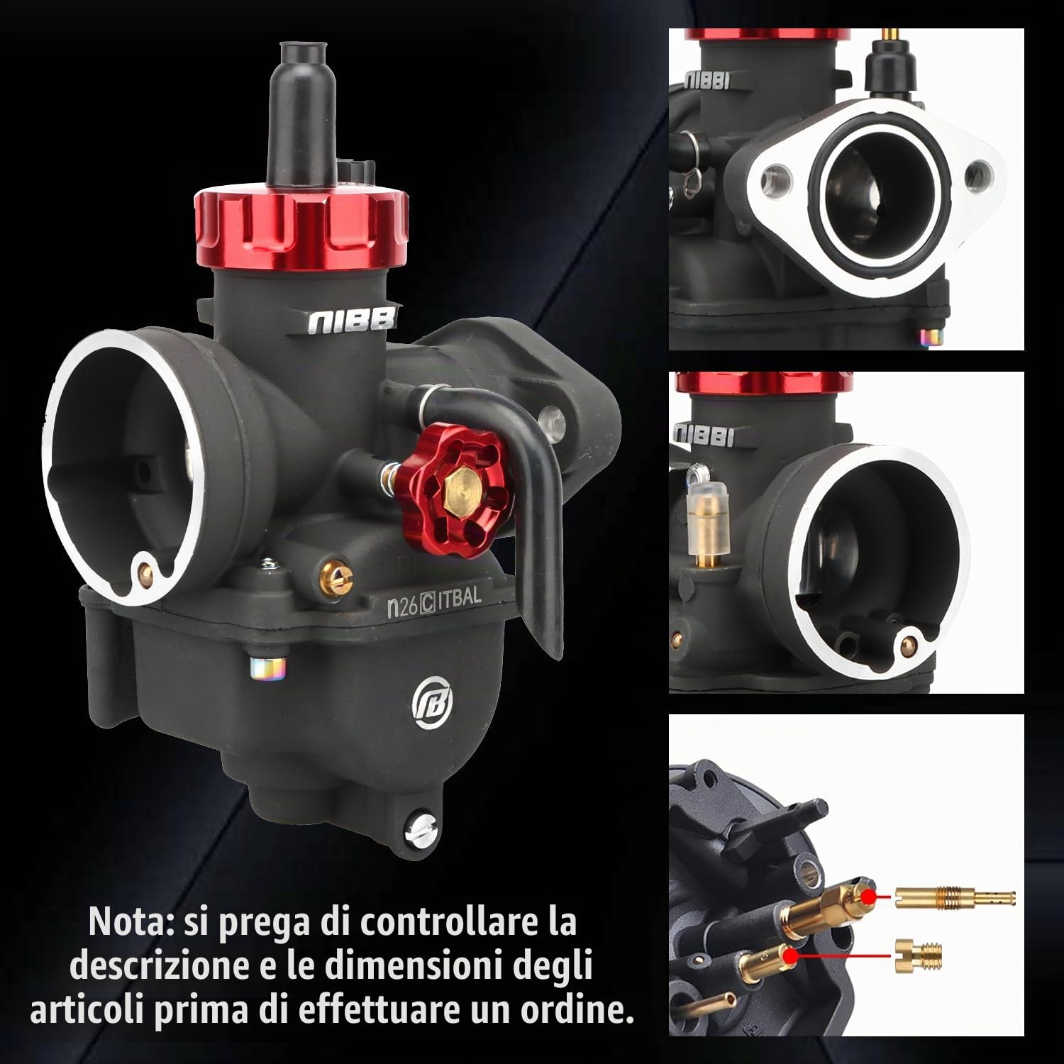 nibbi-pe26mm-carburatore-a-flangia-per-moto-150cc-200cc-yamaha-kawasaki-suzuki-a image 3