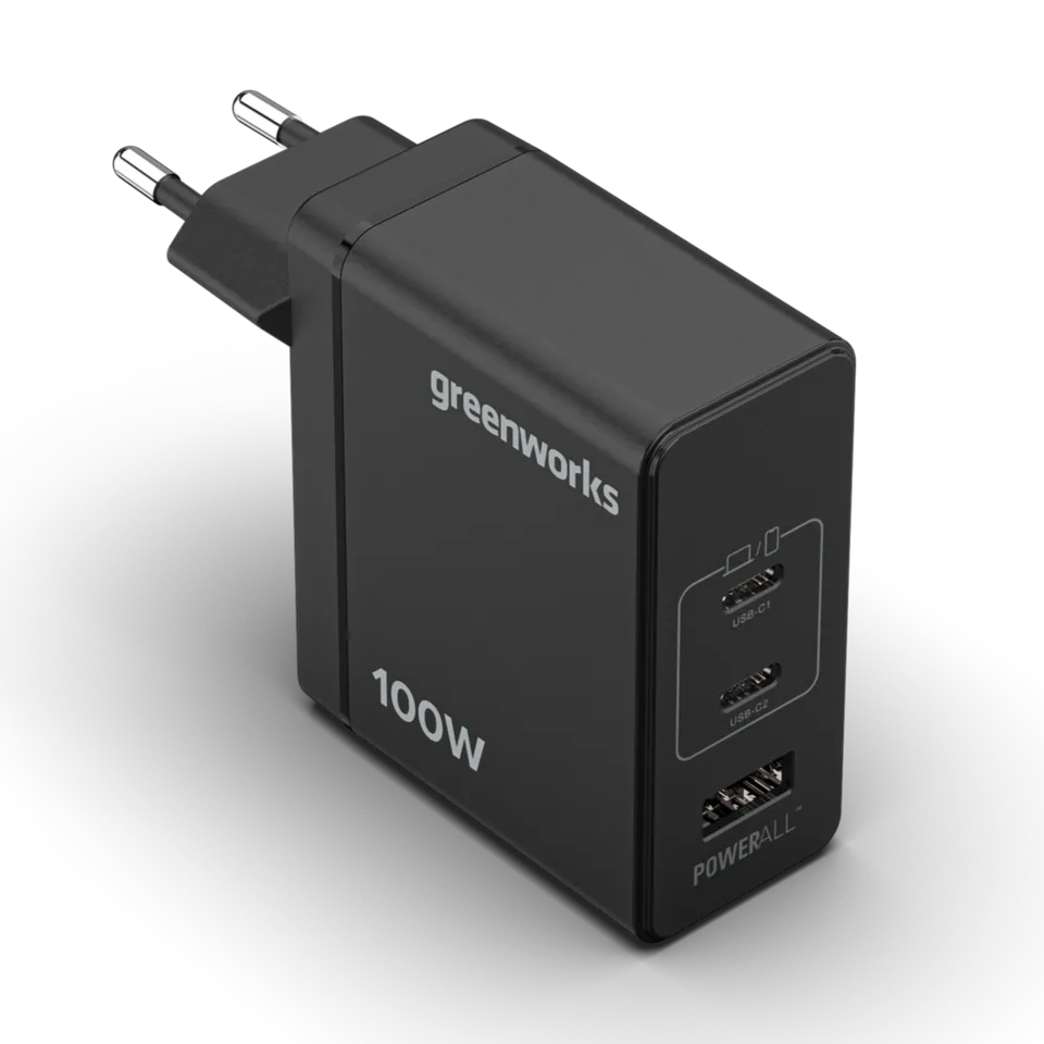 greenworks-powerall-ap100ea-caricatore-usb-c-100w-2x-usb-c-usb-a image 1