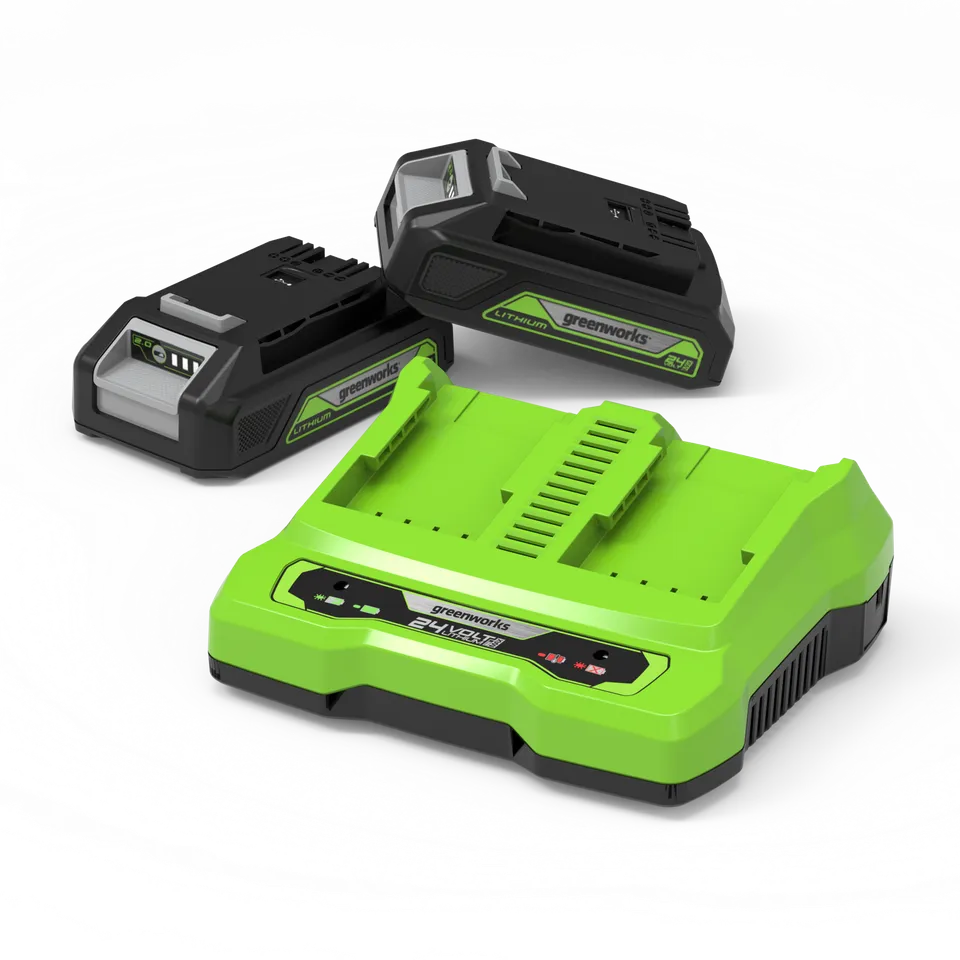 greenworks-powerall-24v-starter-kit-gsk24b2x-2-batterie-2ah-caricatore-doppio image 1