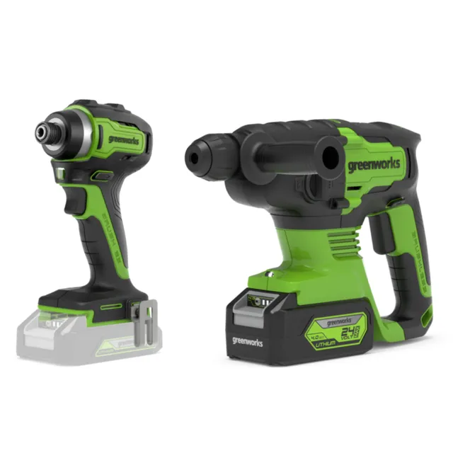 greenworks-24v-powerall-set-avvitatore-a-impulsi-trapano-a-percussione image 1