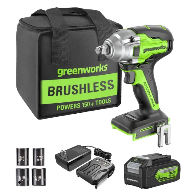 greenworks-powerall-24v-avvitatore-a-impulsi-400-nm-gd24iw400k4-con-batteria-4ah image 1