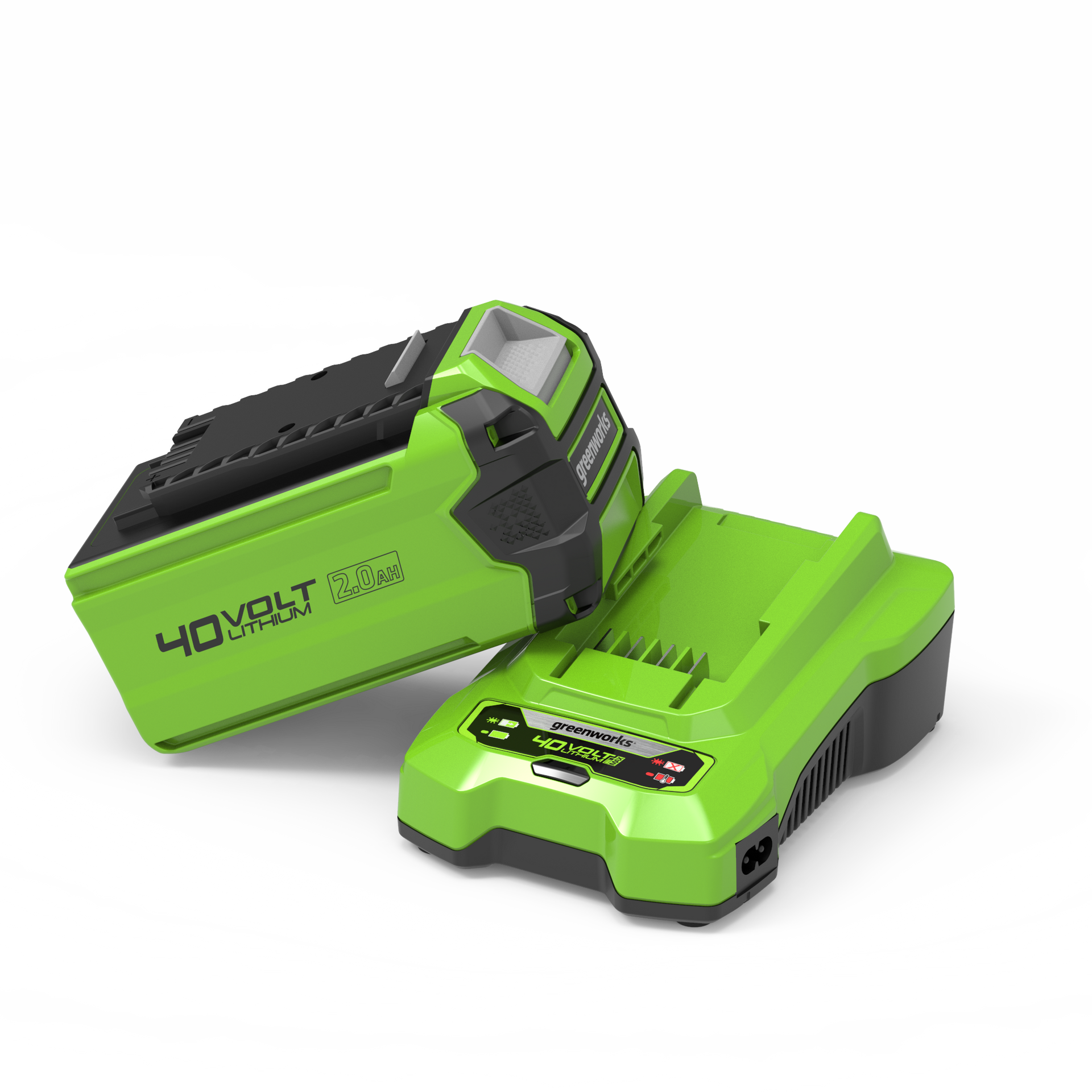 greenworks-40v-starter-kit-batteria-2ah-40b2-caricabatterie image 1