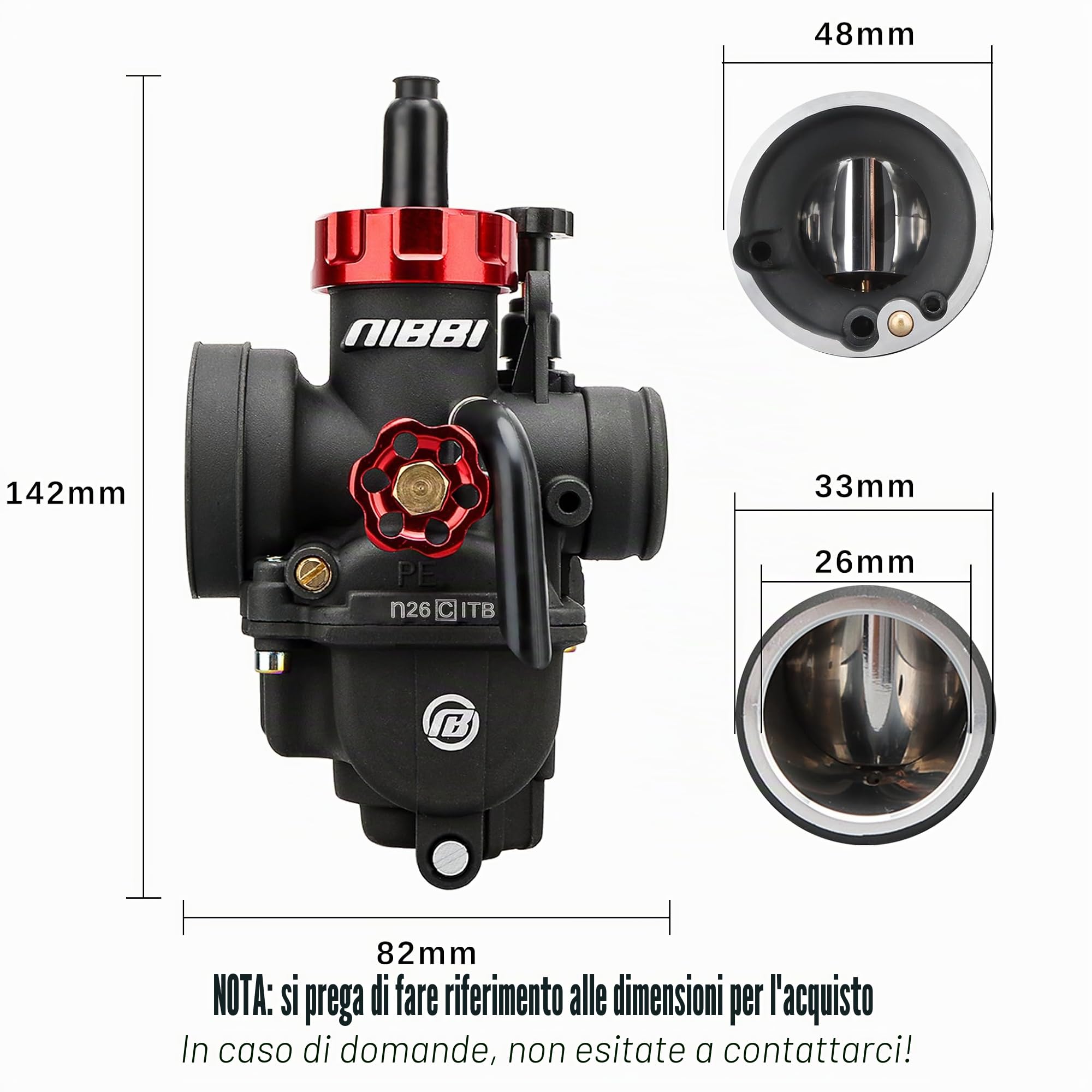 nibbi-pe26-carburatore-ad-alte-prestazioni-per-moto-cross-e-quad-150cc-200cc image 2