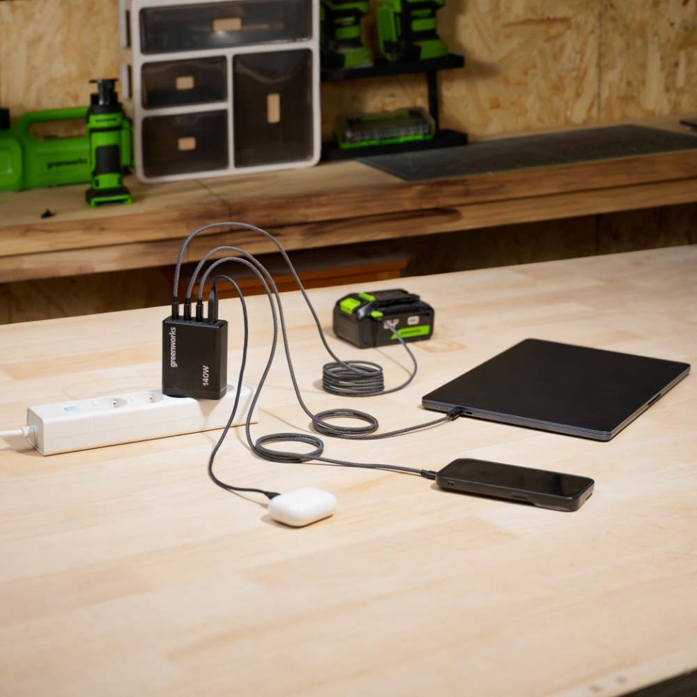 greenworks-powerall-caricabatterie-usb-c-140w-ap140ea-3x-usb-c-usb-a image 4