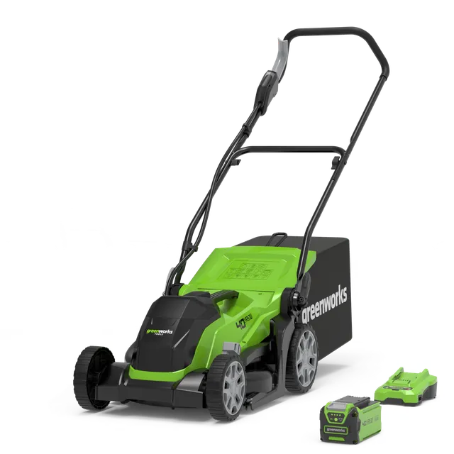 greenworks-40v-rasaerba-35cm-g40lm35k2-con-batteria-2ah-e-caricabatterie image 1