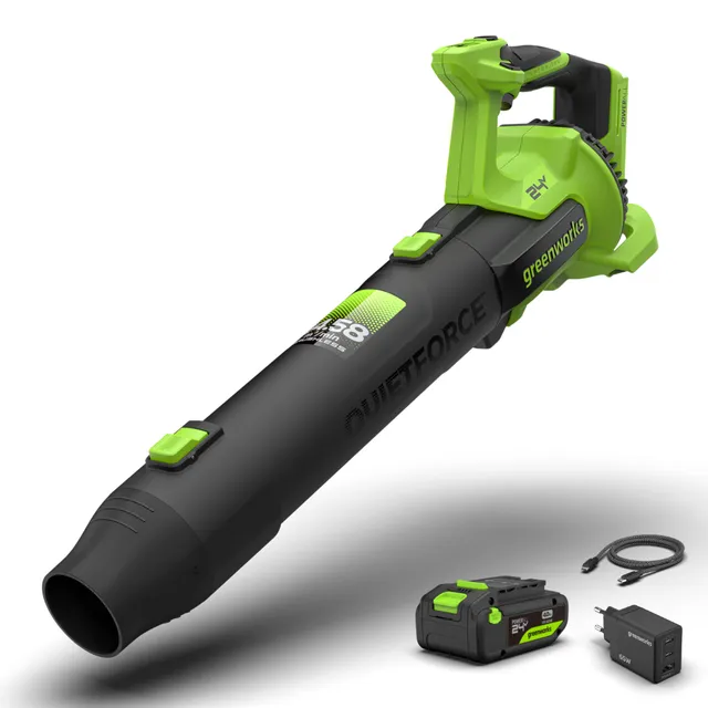 greenworks-powerall-24v-soffiatore-foglie-209-km-h-con-batteria-4ah-usb-c image 1