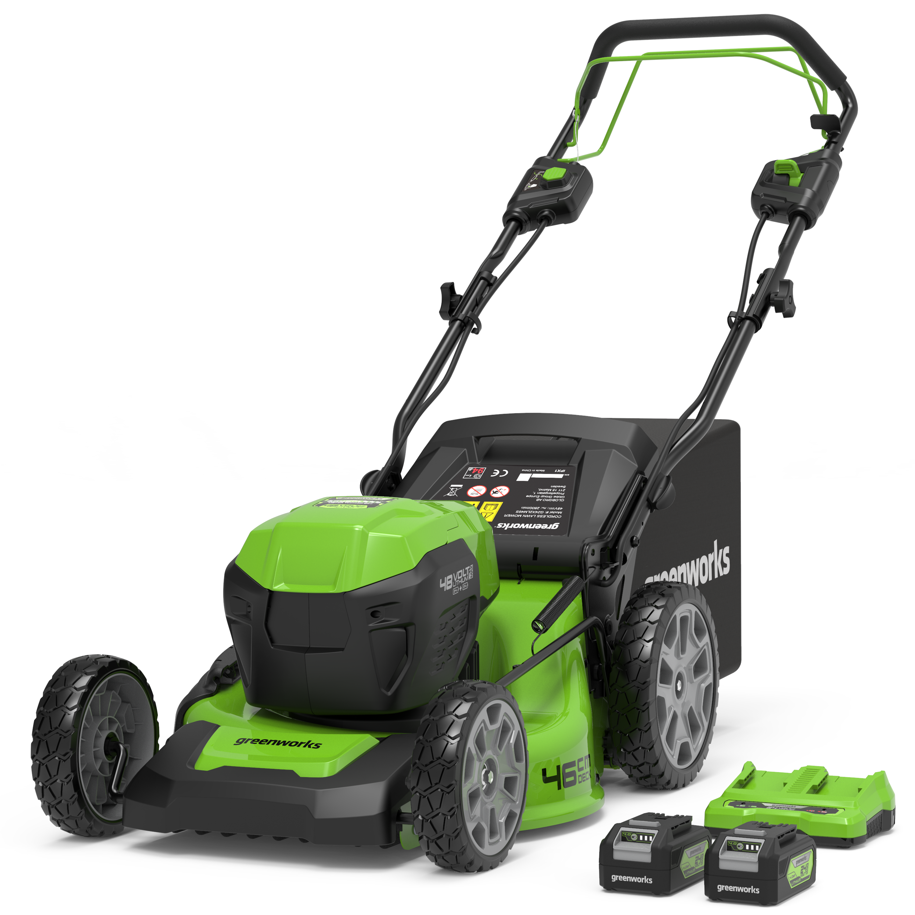 greenworks-gd24x2lm46sp-tosaerba-semovente-48v-2x24v-46cm-con-2-batterie-4ah image 1