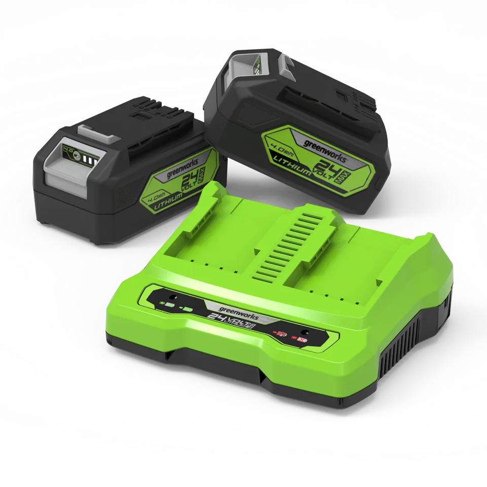 greenworks-powerall-24v-starter-kit-2-batterie-4ah-caricabatterie-doppio image 1