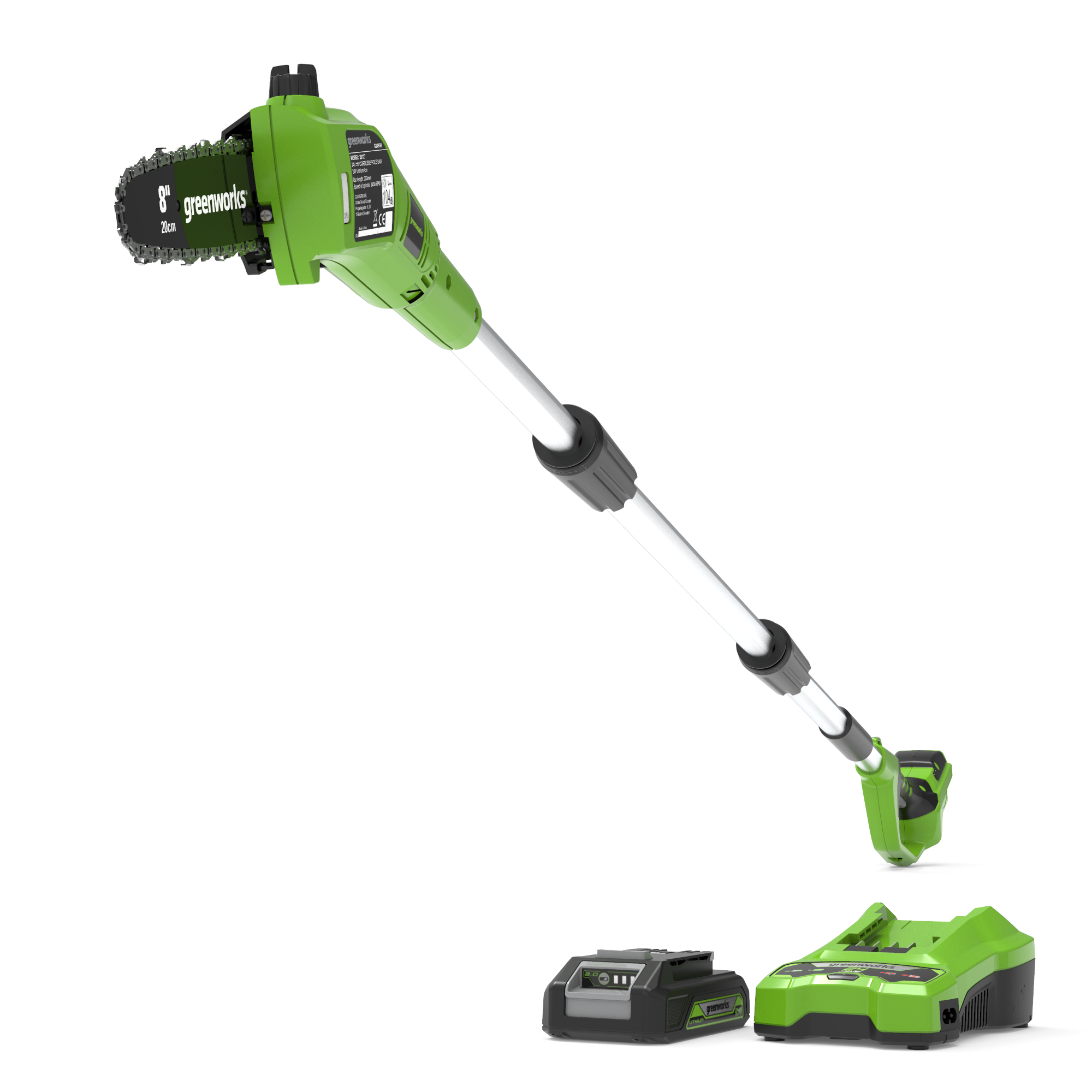 greenworks-g24ps20k2-potatore-a-palo-24v-barra-20cm-con-batteria-2ah image 1