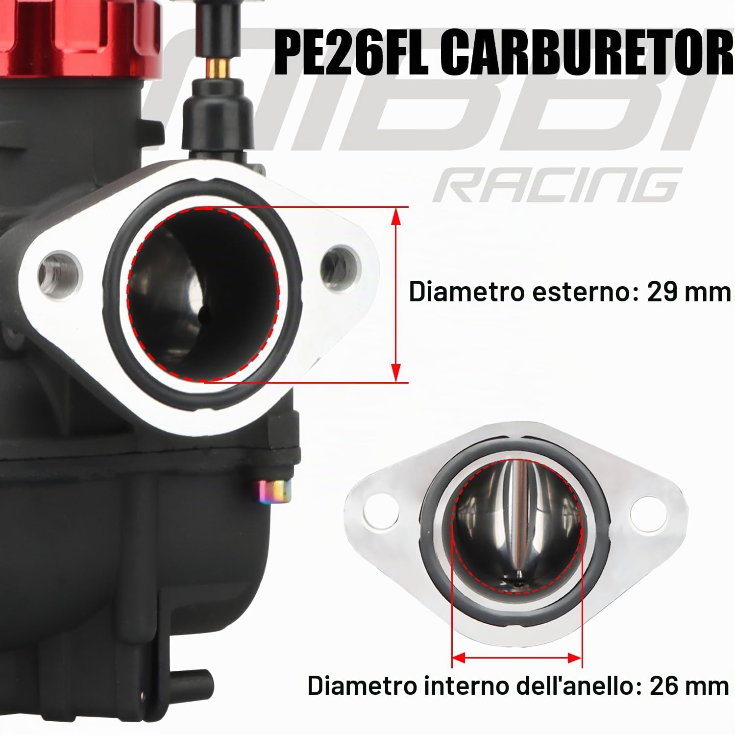 nibbi-pe26mm-carburatore-a-flangia-per-moto-150cc-200cc-yamaha-kawasaki-suzuki-a image 2
