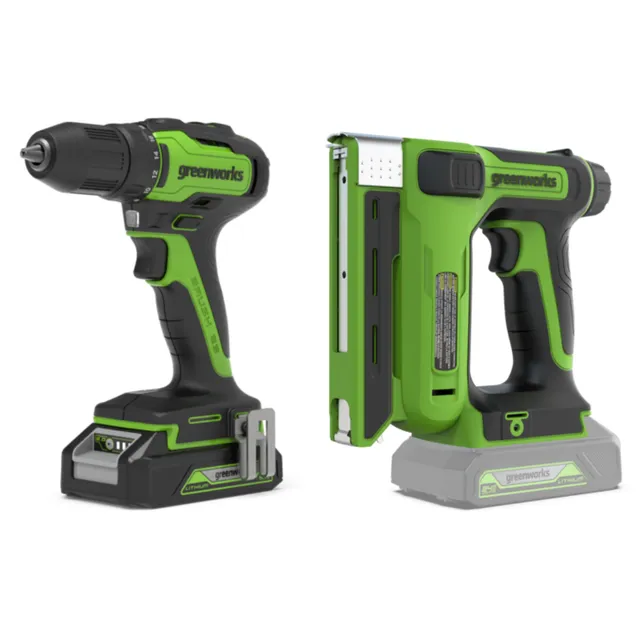 greenworks-powerall-24v-set-trapano-avvitatore-35nm-cucitrice-con-batteria-2ah-e image 1