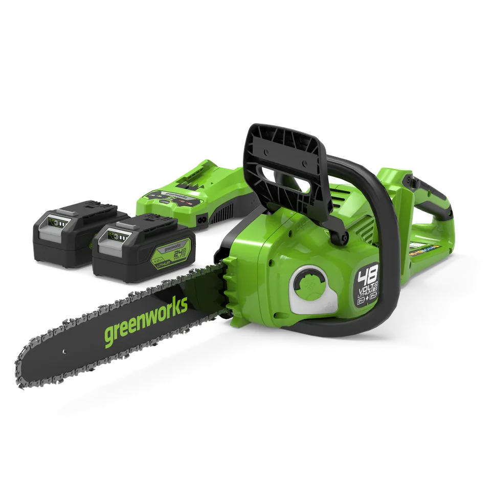 greenworks-powerall-48v-24v-x-2-motosega-36cm-con-2-batterie-4ah-e-caricabatteri image 1