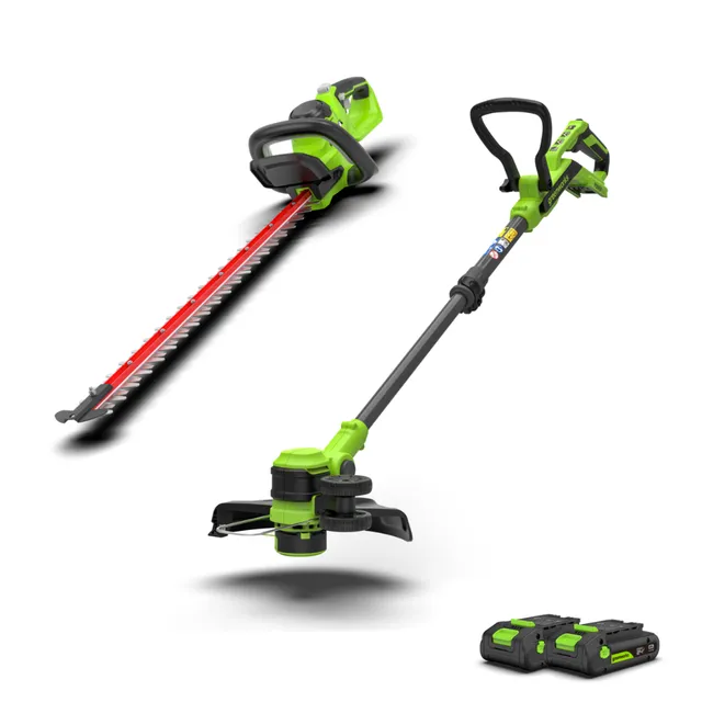 greenworks-powerall-24v-set-tagliabordura-30cm-gen-ii-tagliasiepi-61cm-con-2-bat image 1