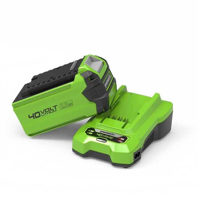 greenworks-40v-starter-kit-batteria-2ah-40b2-caricabatterie image 1
