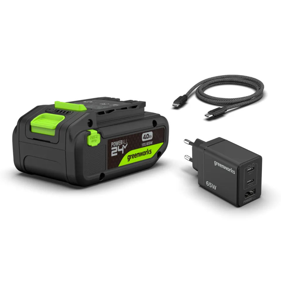 greenworks-powerall-24v-starter-kit-batteria-4ah-usb-c-caricatore-65w image 1
