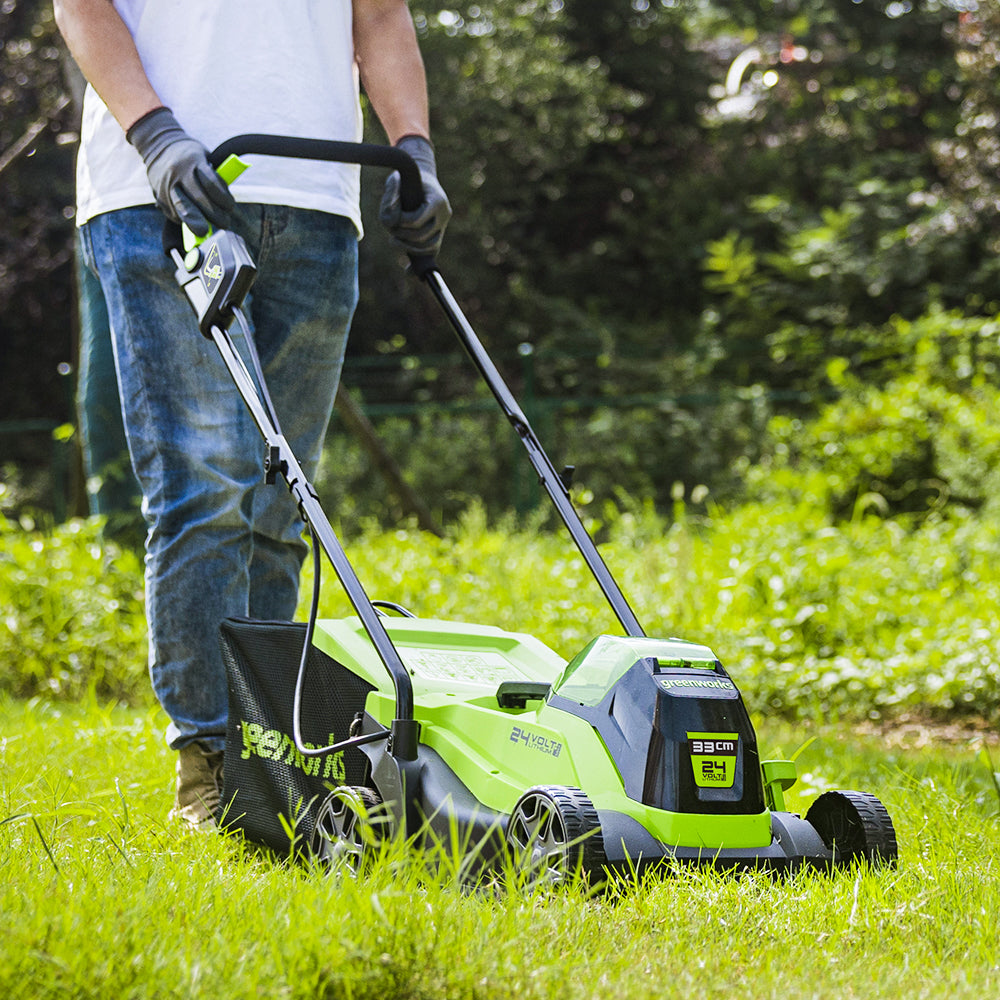 greenworks-powerall-24v-tosaerba-33cm-gd24lm33k2-con-batteria-2ah-e-caricabatter image 4