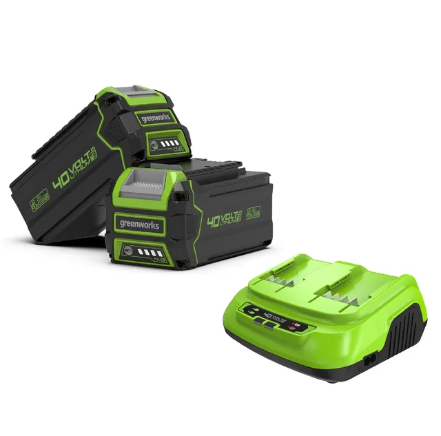 greenworks-40v-starter-kit-con-2x-batterie-4ah-doppio-caricabatterie image 1