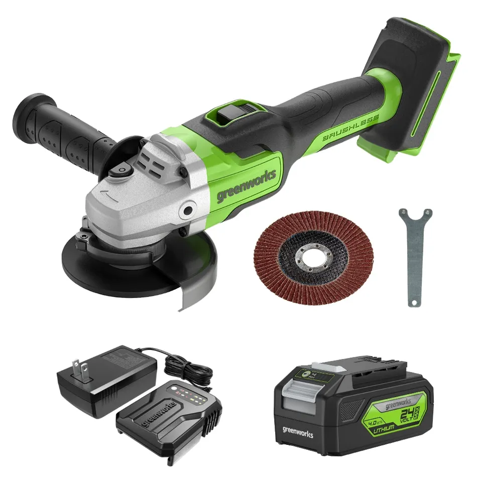 greenworks-powerall-smerigliatrice-angolare-24v-gd24agk4-con-batteria-4ah image 1