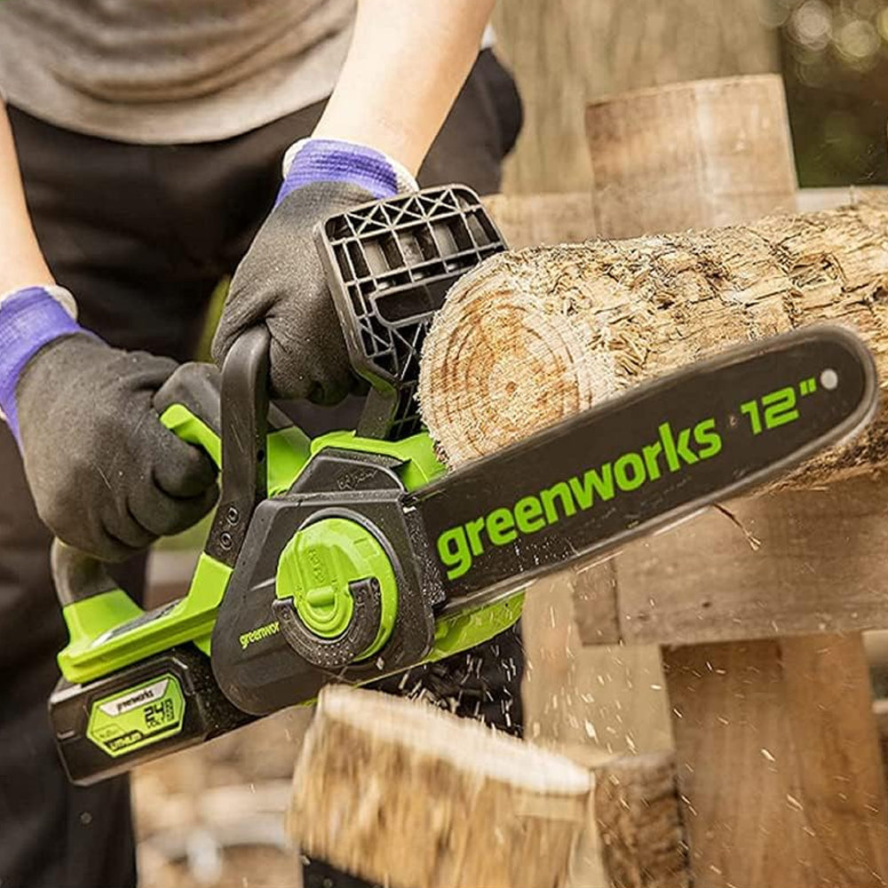 greenworks-powerall-24v-motosega-a-batteria-30-cm-gd24cs30k4-con-batteria-4ah image 7