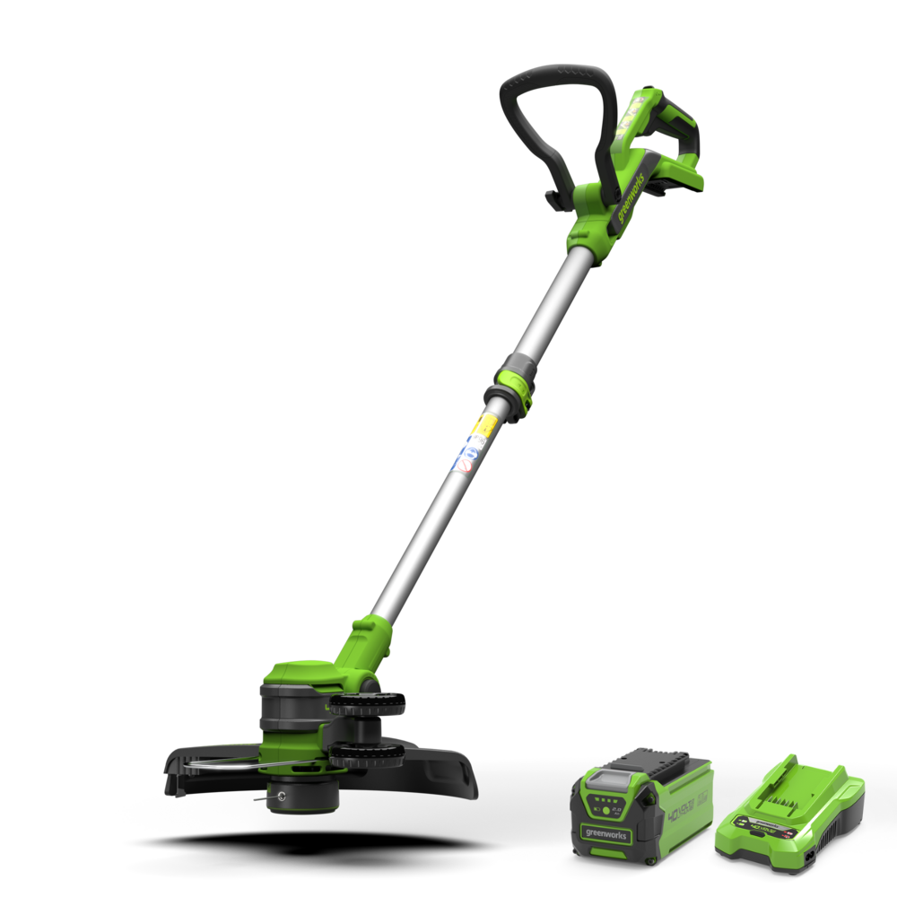 greenworks-40v-tagliabordi-33cm-con-ruote-g40lt33k2-con-batteria-2ah image 1