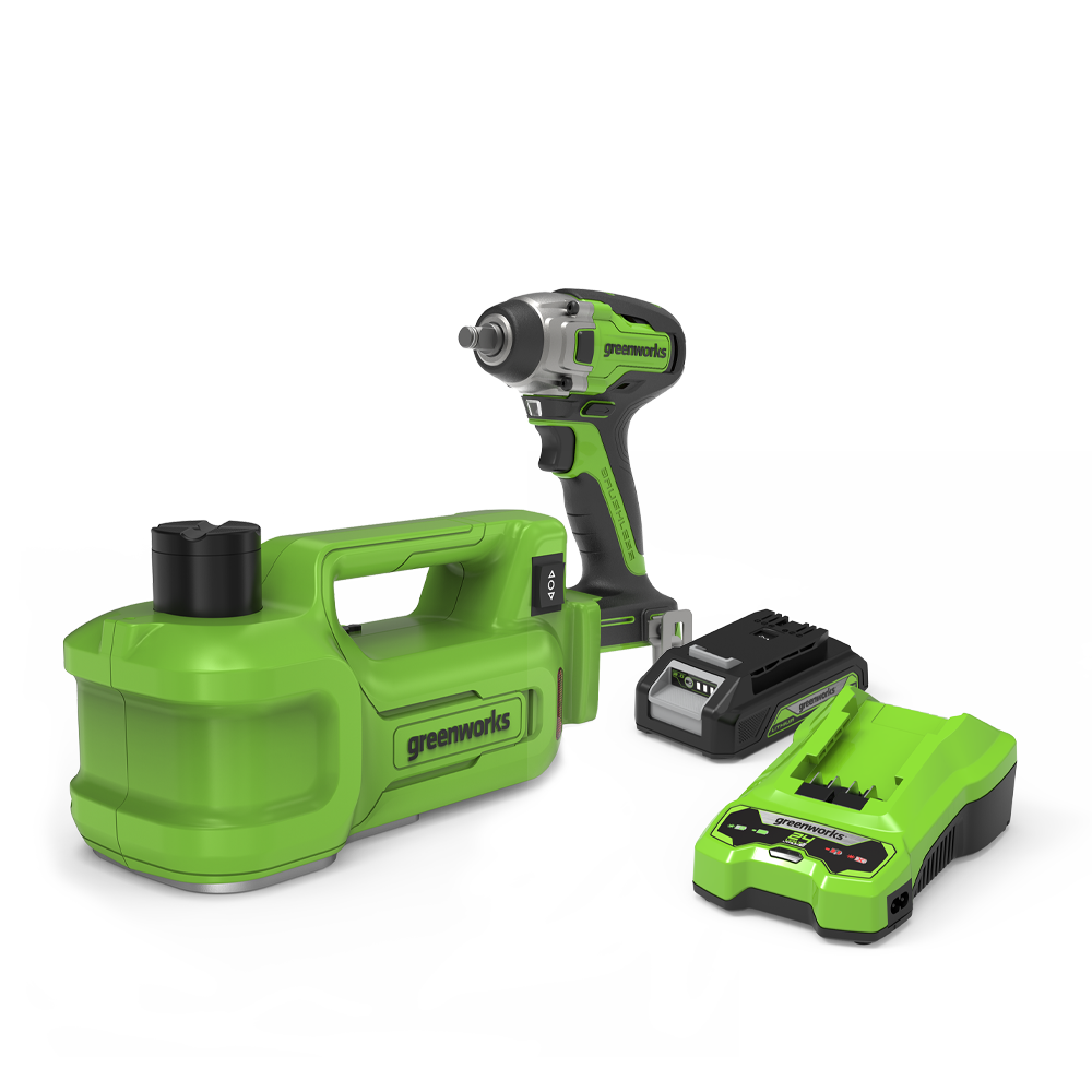 greenworks-powerall-24v-kit-cambio-gomme-cric-avvitatore-400nm-con-batteria-2ah image 1