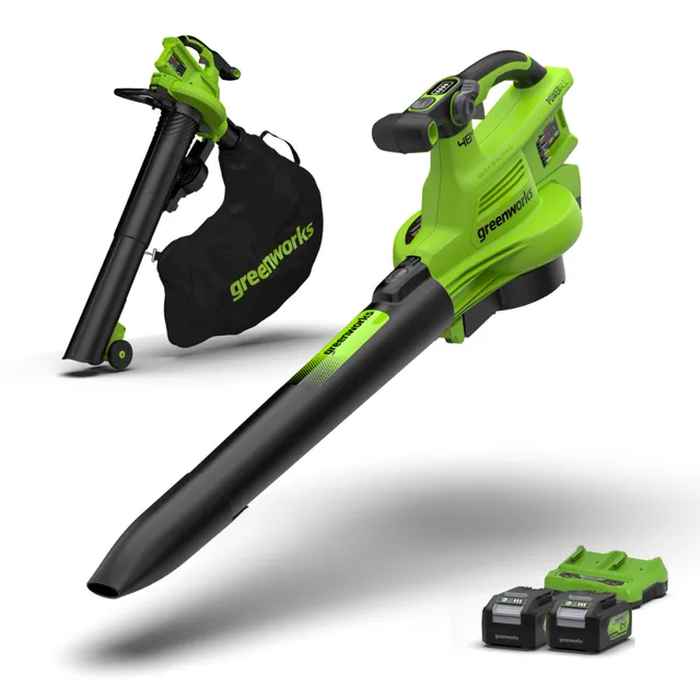greenworks-powerall-48v-24v-x2-soffiatore-aspiratore-386-km-h-gen-ii-kit-2x-4ah image 1