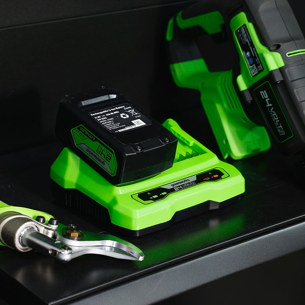 greenworks-powerall-24v-starter-kit-2-batterie-4ah-caricabatterie-doppio image 8